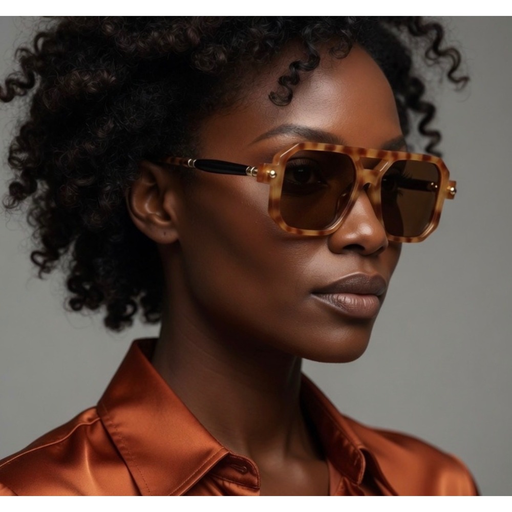 Women Sunglasses Honey Tortoise Brown Lens Streetwear Hip Hop Festival Eyewear